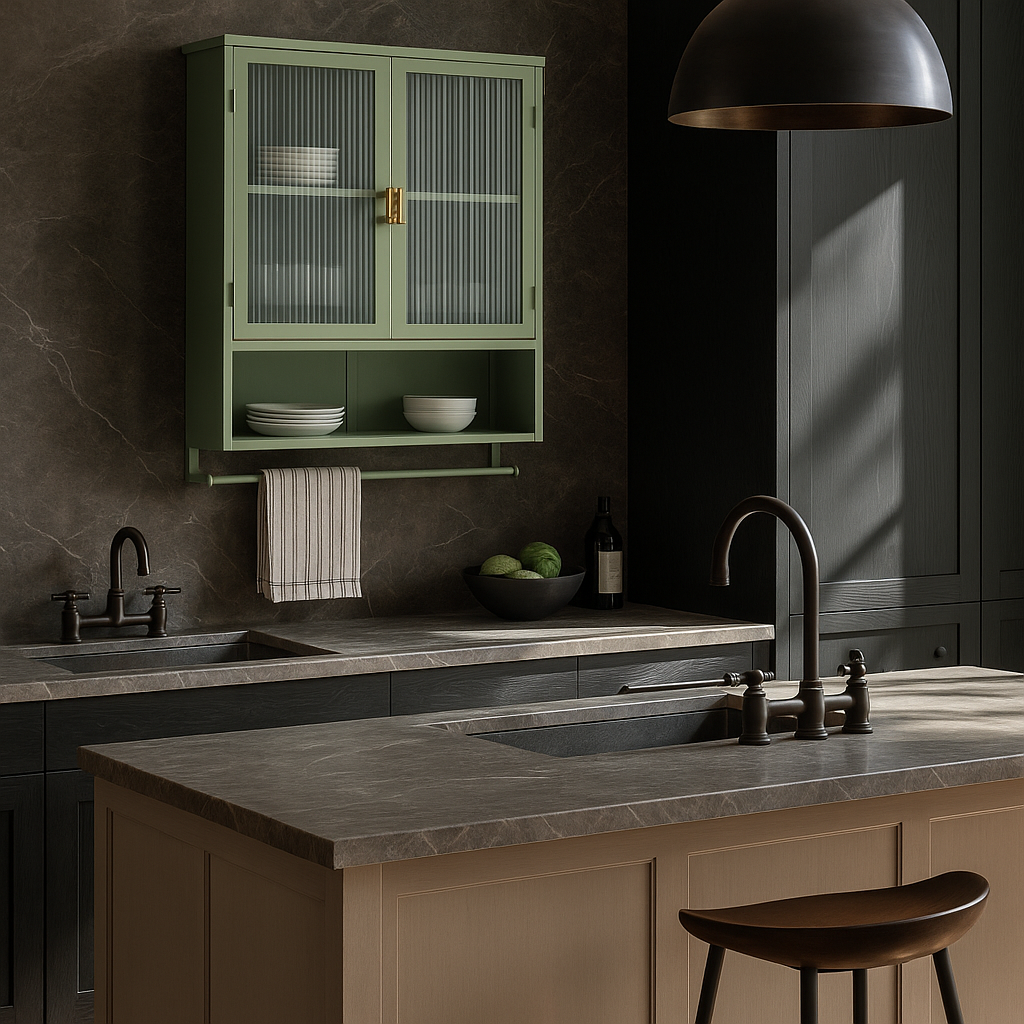 Aoibox Green Iron Wall Cabinet with Glass Doors and Towel Rack