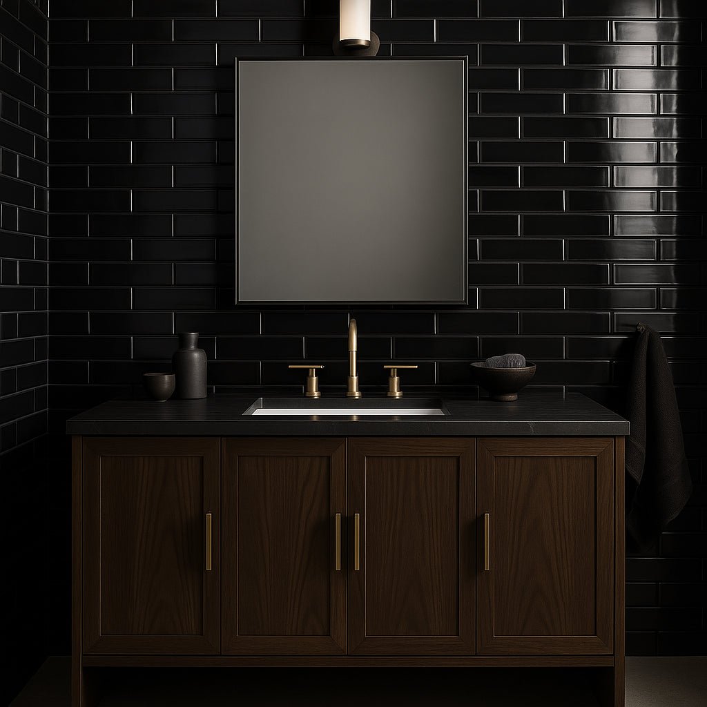 Stacy Garcia ArtBlock Nero Black 4x16 Glossy Porcelain Tile
