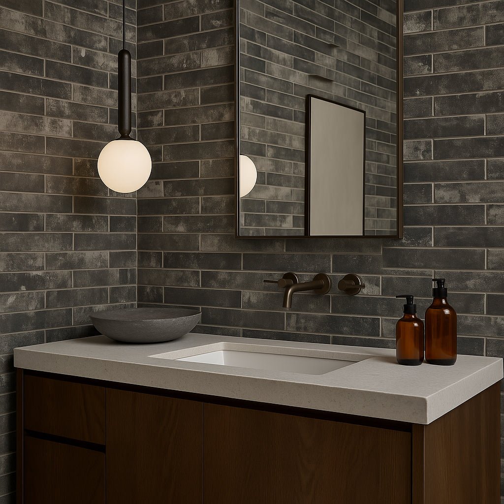 English Brick Dark Gray Matte Porcelain Tile - 2x18 Subway Tile