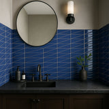 Axelle Azure Blue 3D Glossy Ceramic Subway Tile - 3x12