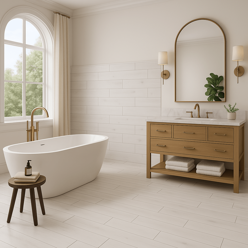 Ashford Woodville Blanco Matte Ceramic Tile - 8 x 24, Durable Wood Look