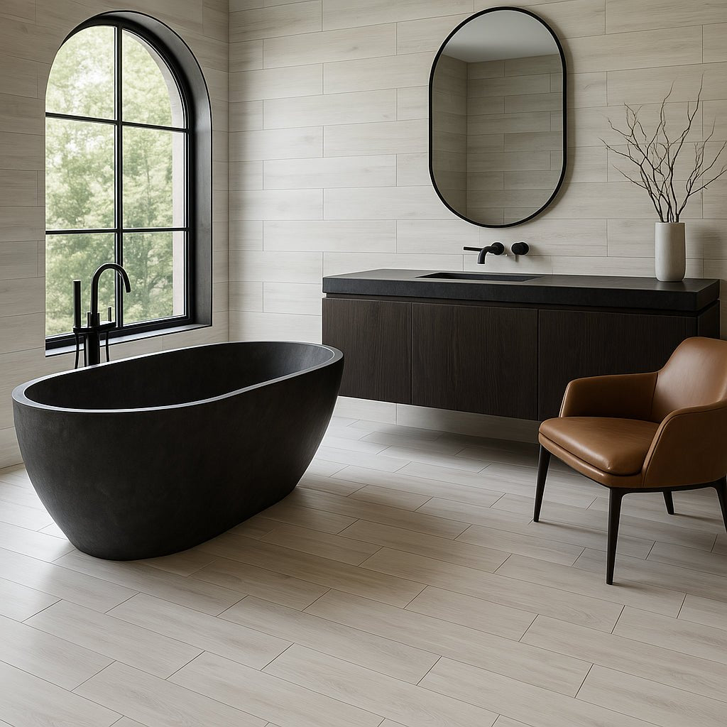 Ashford Woodville Blanco Matte Ceramic Tile - 8 x 24, Durable Wood Look