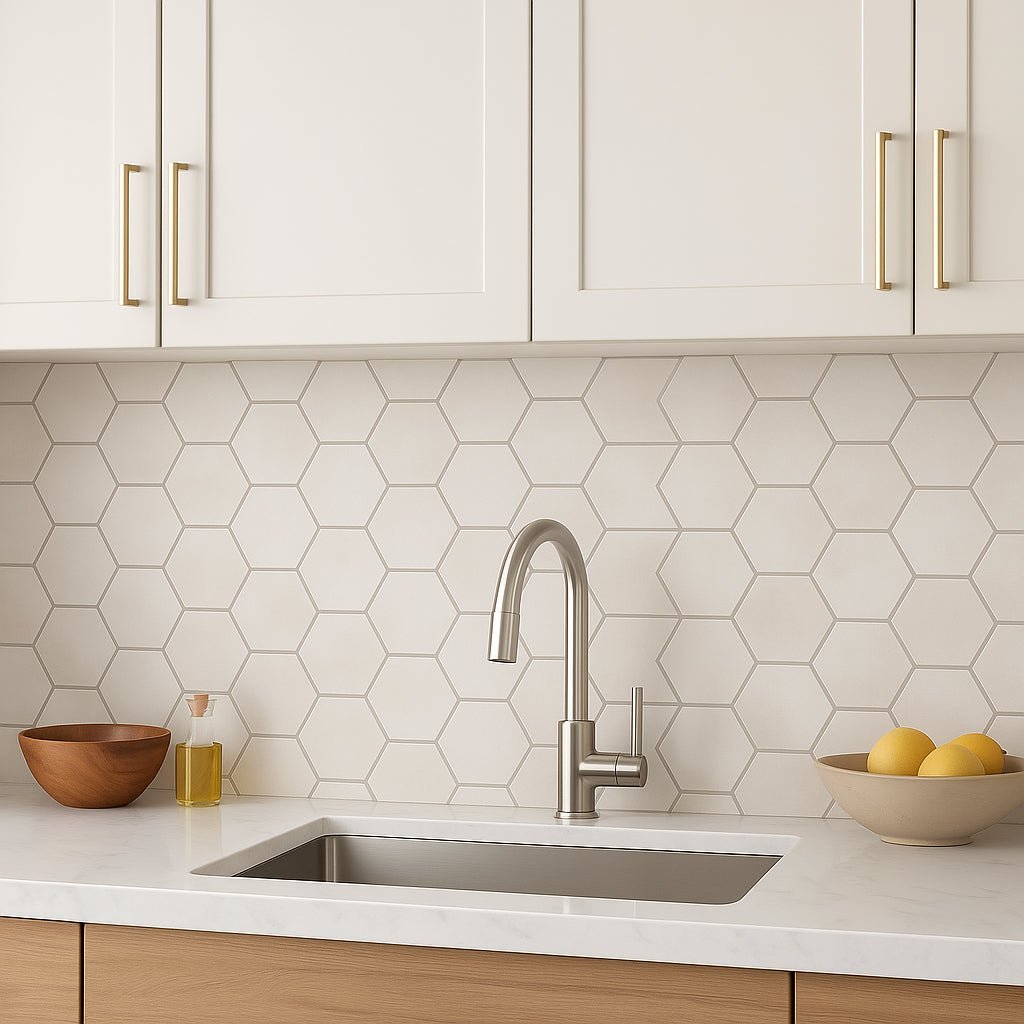 Vetta Elements Luxe Sand Hexagon Matte Porcelain Mosaic Tile - 12 x 12, Matte Finish, Durable and Waterproof