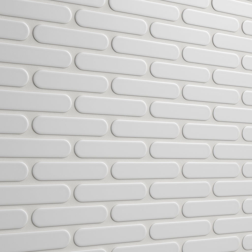 Festival White Elongated Oval Porcelain Mosaic Tile 15 x 12 - High Gloss Finish