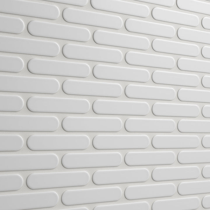 Festival White Elongated Oval Porcelain Mosaic Tile 15 x 12 - High Gloss Finish