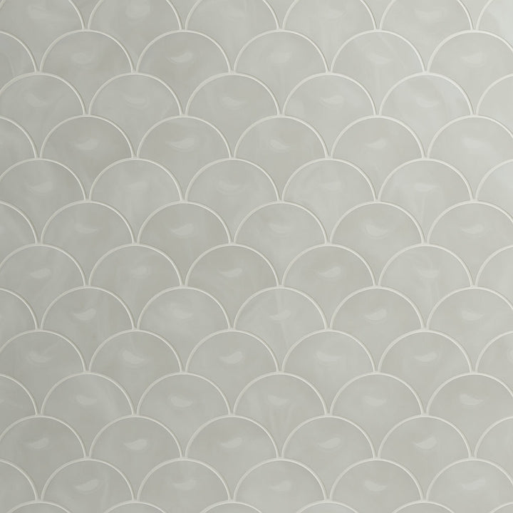 Montage Perla Hot Glass Fan Mosaic Tile - 11 x 11, Polished Finish, White Glass