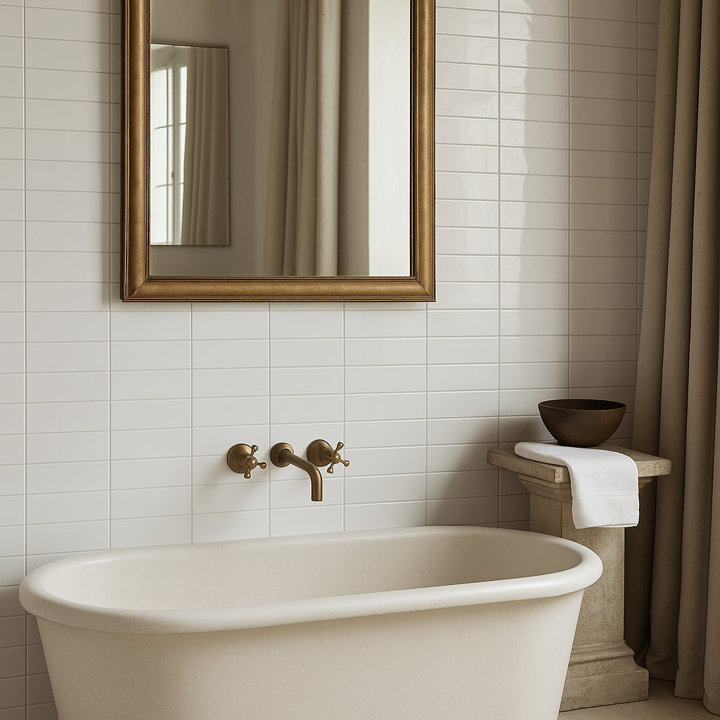 Canvas Glossy White Porcelain Tile - 2 x 6