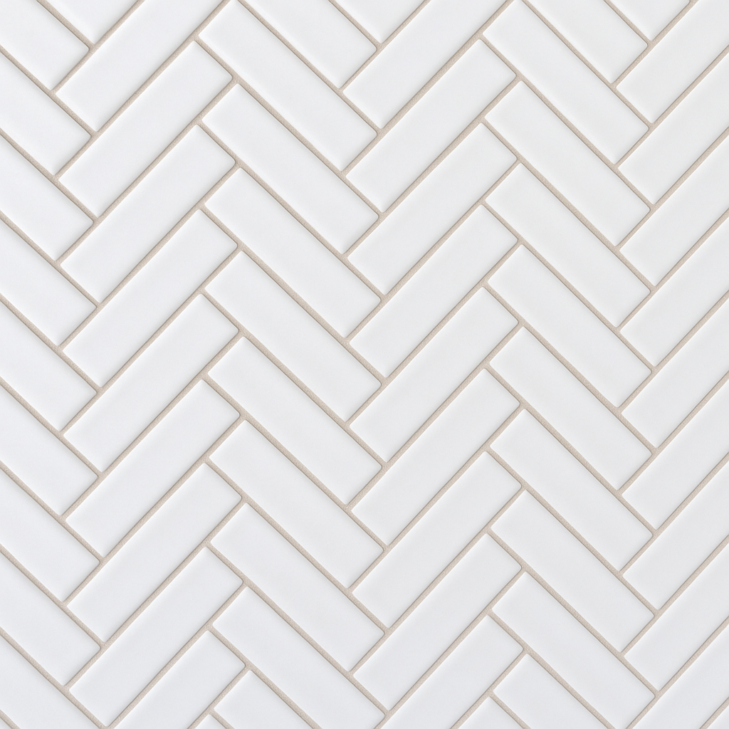 Festival Glossy White Herringbone Porcelain Mosaic Tile - 11 x 12
