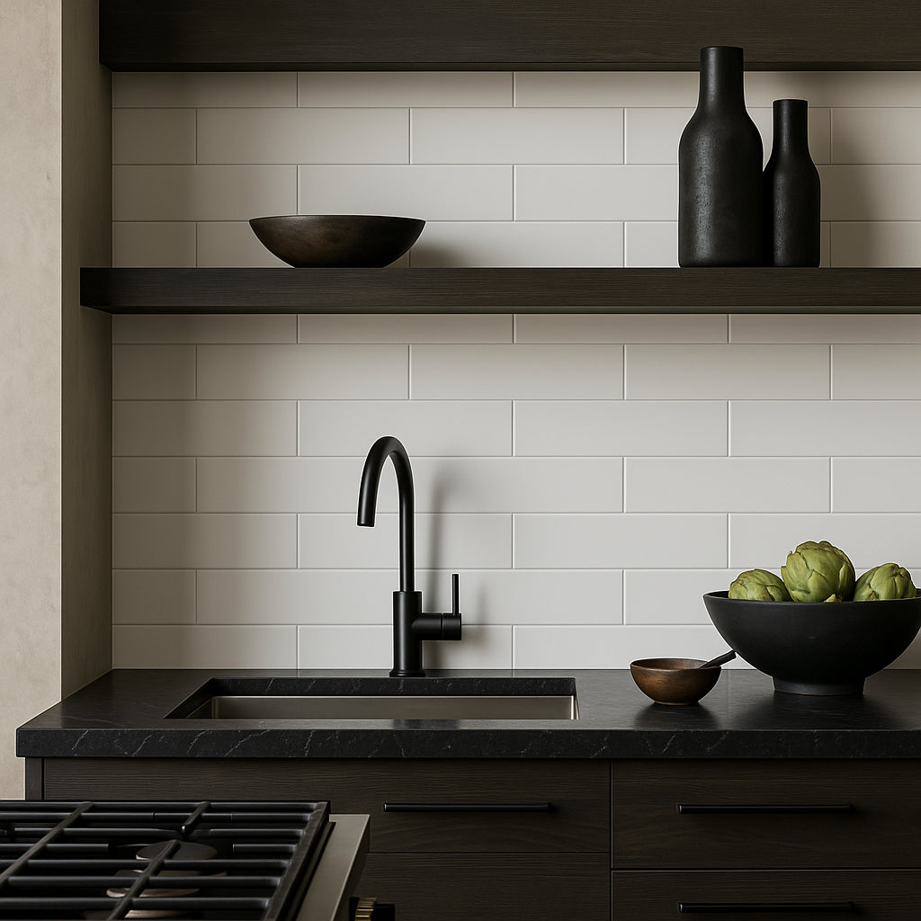 Canvas Meringue Matte Ceramic Tile - 4 x 16 Inches