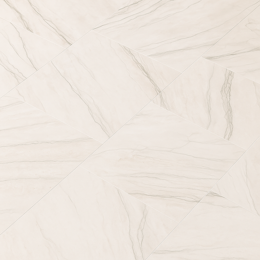 Montalcino Aspen Falls Porcelain Tile - 24 x 24, Matte Finish, White