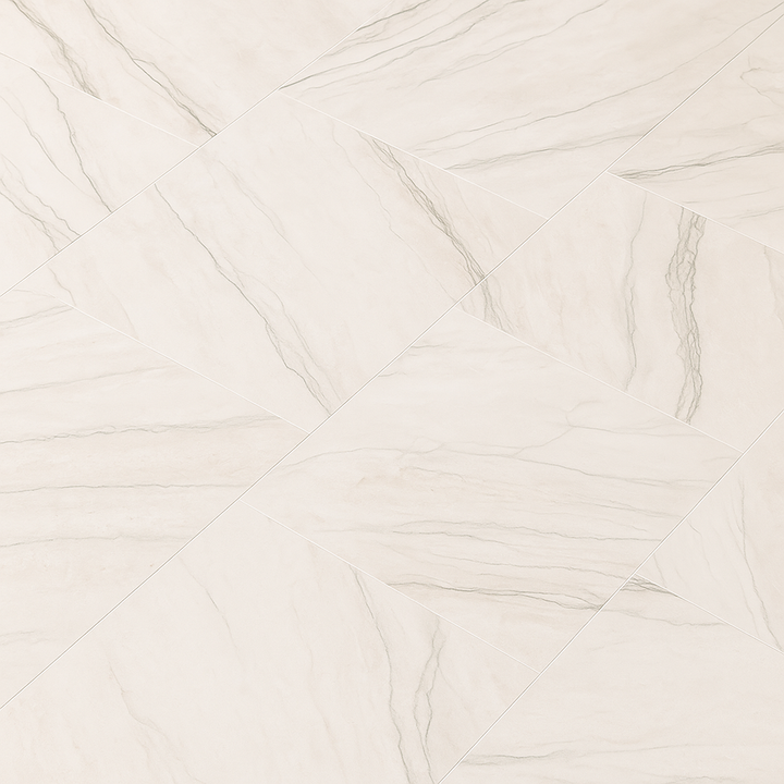 Montalcino Aspen Falls Porcelain Tile - 24 x 24, Matte Finish, White