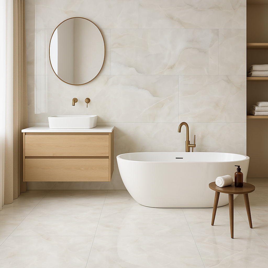 Pianetto Alessia Bianca Polished Porcelain Tile 24 x 48