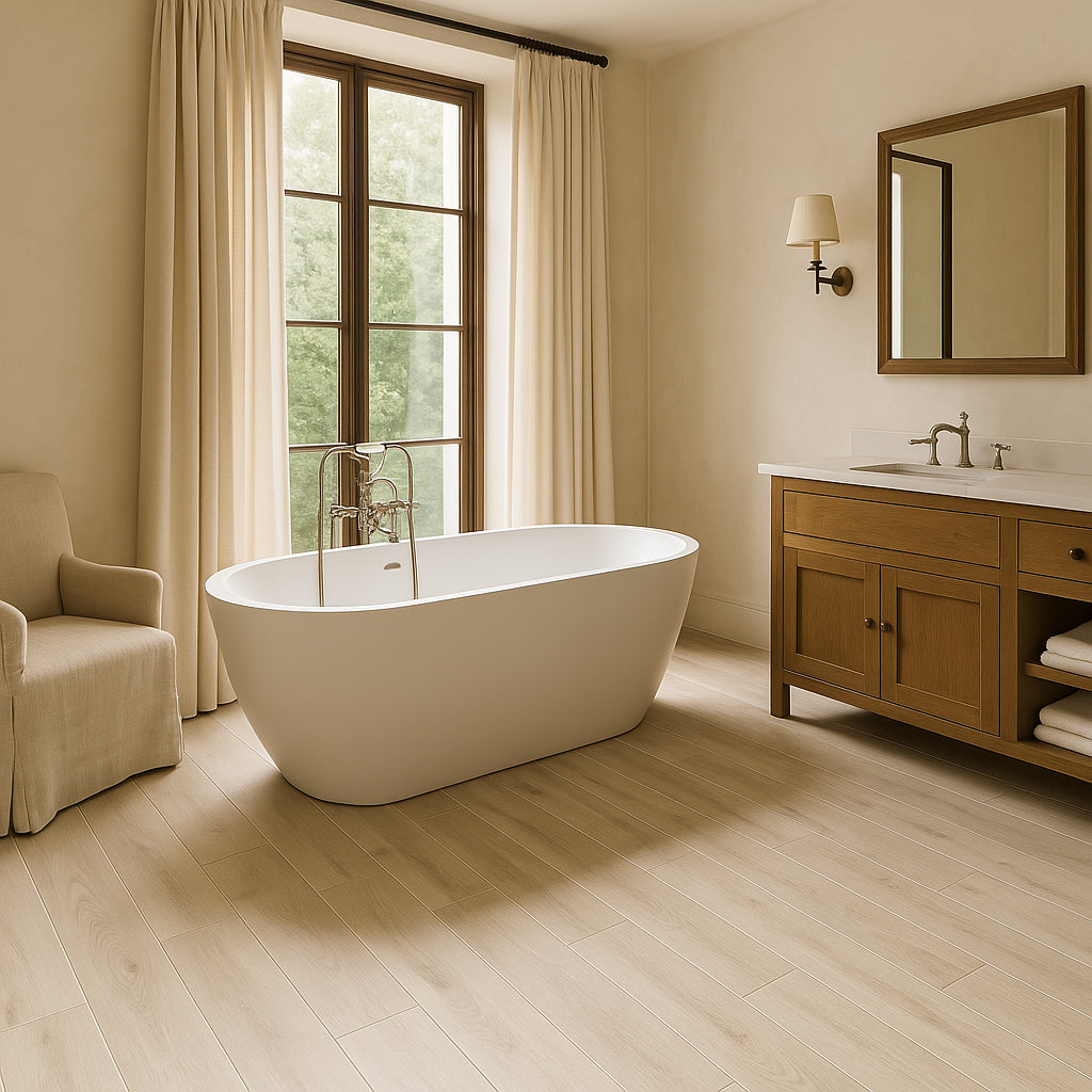 Ashford Meadow Blanco Porcelain Tile - 10 x 47, Matte Finish, Wood Look