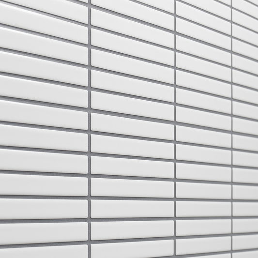 Festival White Stack Porcelain Mosaic Tile - 11 x 12 High Gloss