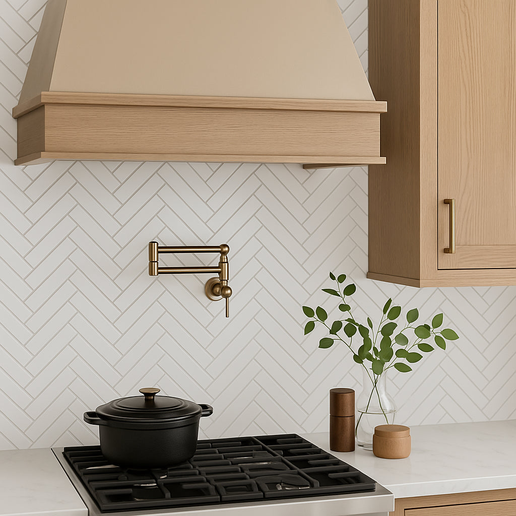 Festival Unglazed White Herringbone Porcelain Mosaic Tile - 8 x 12