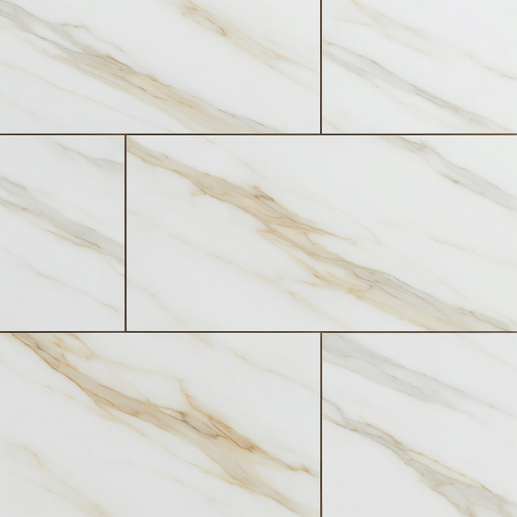 Montalcino Romana Bianca Porcelain Tile - 15 x 30, Matte Finish, Marble Look