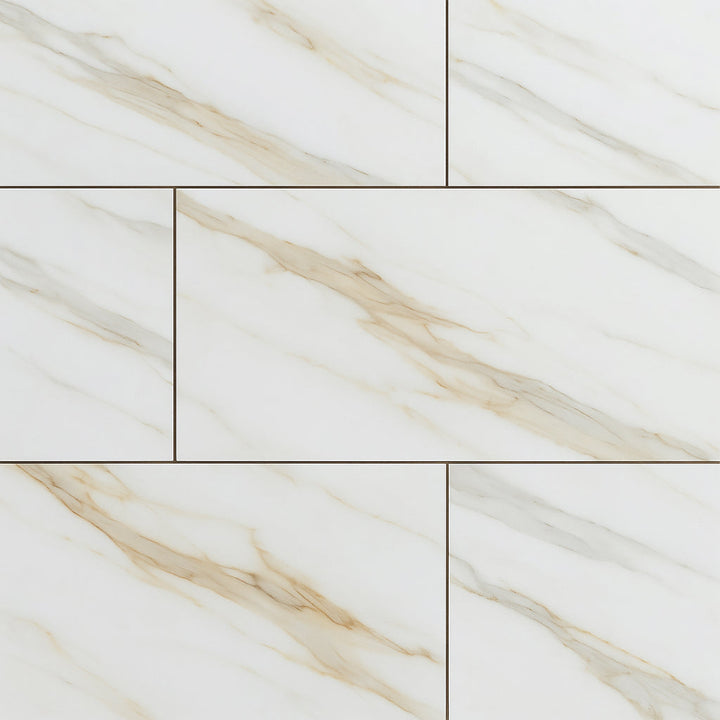 Montalcino Romana Bianca Porcelain Tile - 15 x 30, Matte Finish, Marble Look