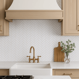 Pure Snow Herringbone Glass Mosaic Tile - 11 x 11 Polished White