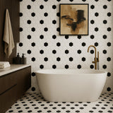 Festival White and Black Hexagon Polished Porcelain Mosaic Tile - 11 x 12