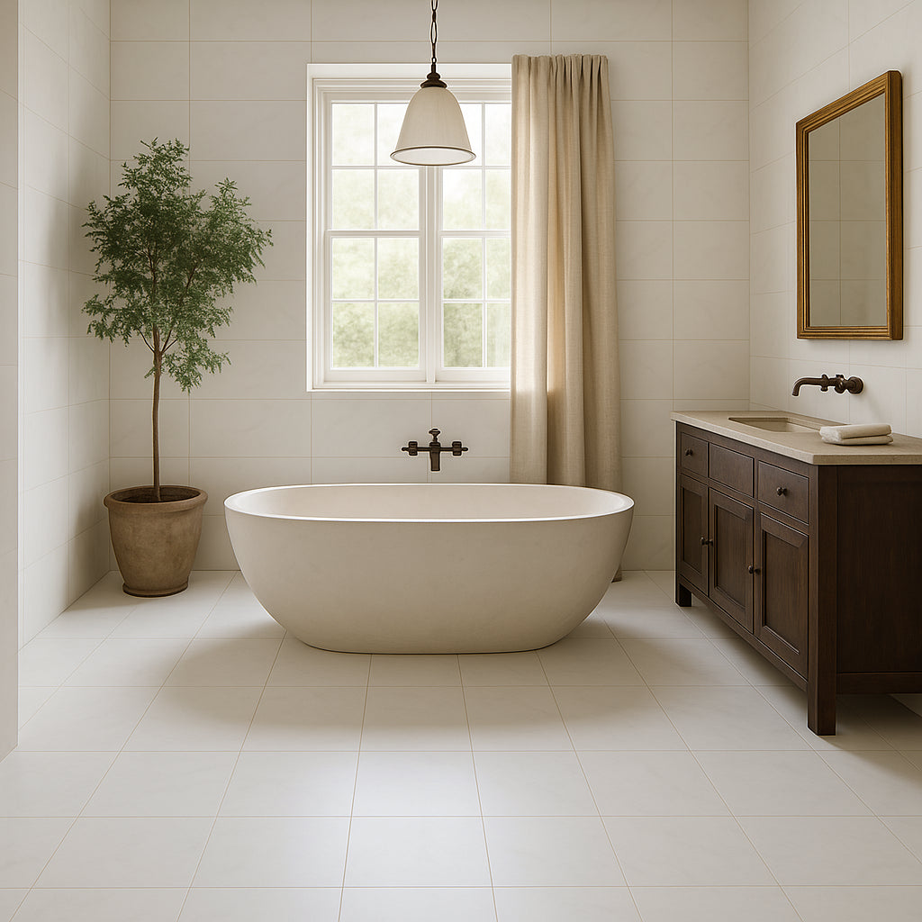 Montalcino Andover White Porcelain Tile 24 x 48 Matte Finish