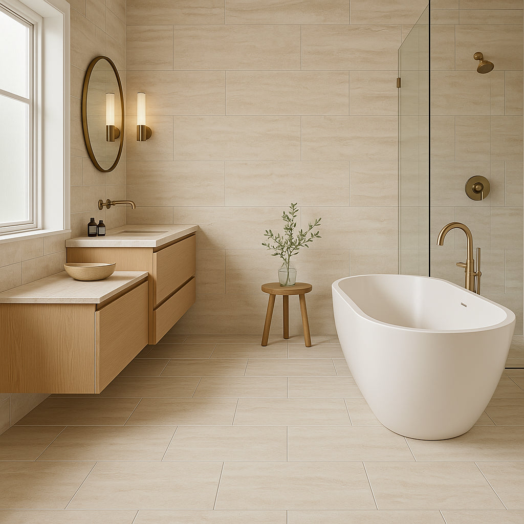 Travertini Bianco Porcelain Tile - 12 x 24 Matte Finish