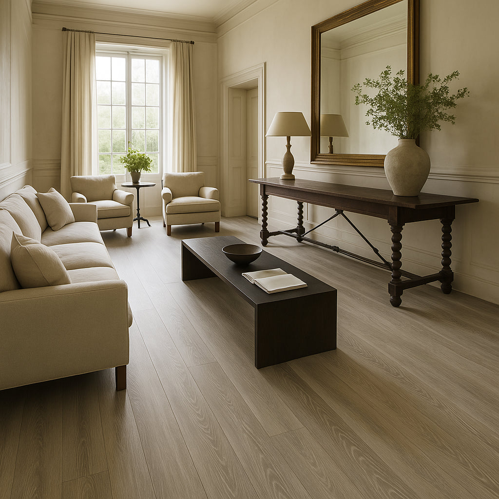 CALI Longboards Whitewater Oak Luxury Vinyl Plank Flooring - Waterproof, Scratch-Resistant, 26.62 sq ft Carton