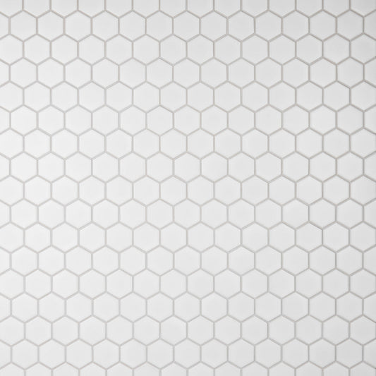 Merola Tile Metro Hex 2 in. Matte White Porcelain Mosaic Tile, 11-1/8 in. x 12-5/8 in. x 6 mm (9.96 sq. ft. per case)