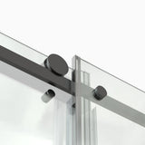 Unbranded 60 in. W x 76 in. H Sliding Frameless Shower Door in Matte Black Finish with Clear Glass