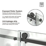 Unbranded 60 in. W x 76 in. H Sliding Frameless Shower Door in Matte Black Finish with Clear Glass