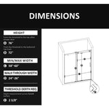 Unbranded 60 in. W x 76 in. H Sliding Frameless Shower Door in Matte Black Finish with Clear Glass