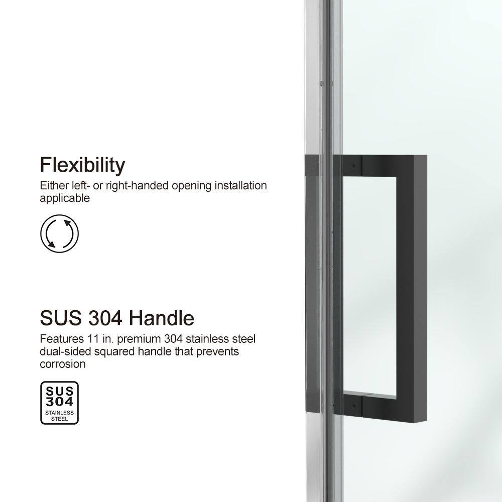 Unbranded 60 in. W x 76 in. H Sliding Frameless Shower Door in Matte Black Finish with Clear Glass