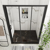 60 in. W x 70 in. H Sliding Semi-Frameless Shower Door in Matte Black Finish with Clear Glass