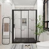 60 in. W x 70 in. H Sliding Semi-Frameless Shower Door in Matte Black Finish with Clear Glass