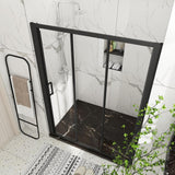 60 in. W x 70 in. H Sliding Semi-Frameless Shower Door in Matte Black Finish with Clear Glass