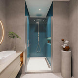 Unbranded 24 in. W x 72 in. H Pivot Semi-Frameless Shower Door in Chrome Finish with Clear Tempered Glass