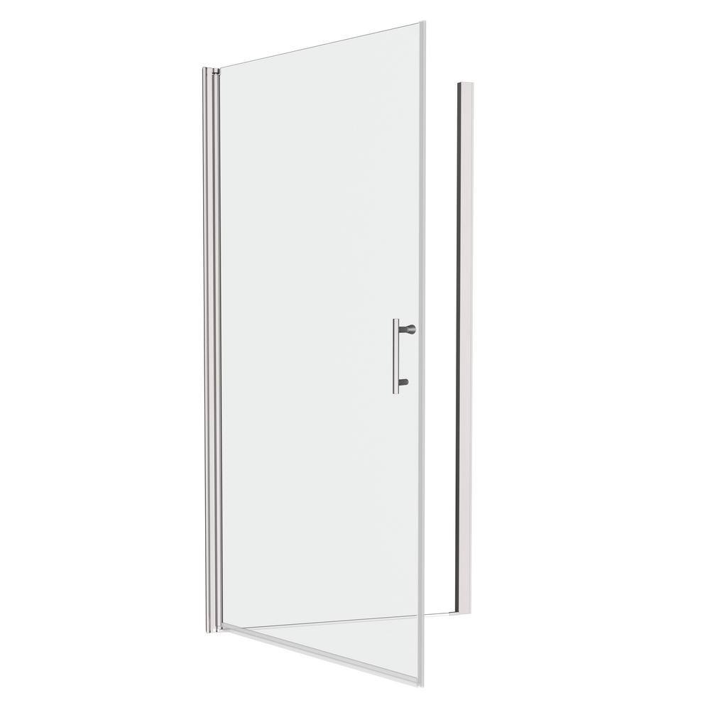 Unbranded 24 in. W x 72 in. H Pivot Semi-Frameless Shower Door in Chrome Finish with Clear Tempered Glass