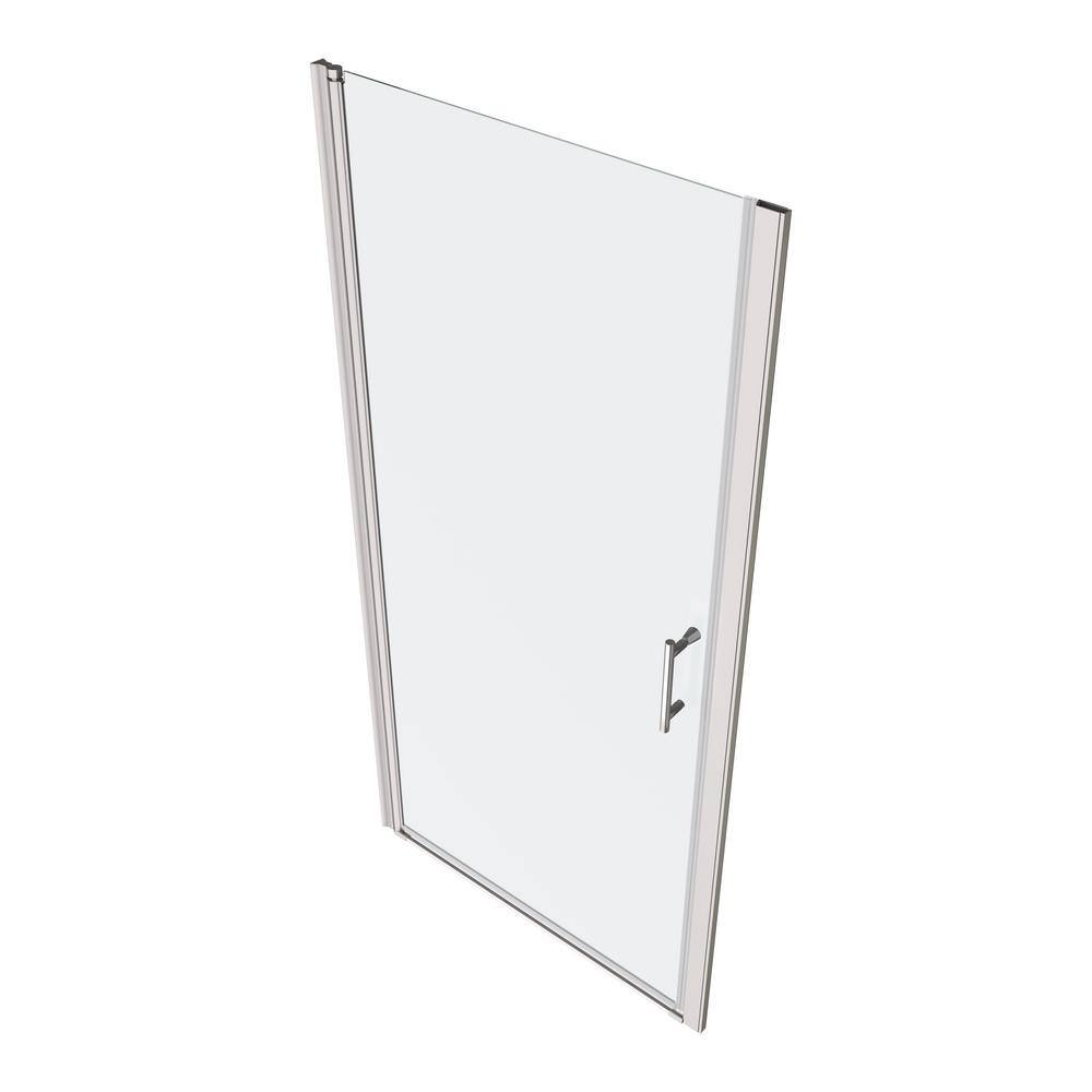 Unbranded 24 in. W x 72 in. H Pivot Semi-Frameless Shower Door in Chrome Finish with Clear Tempered Glass