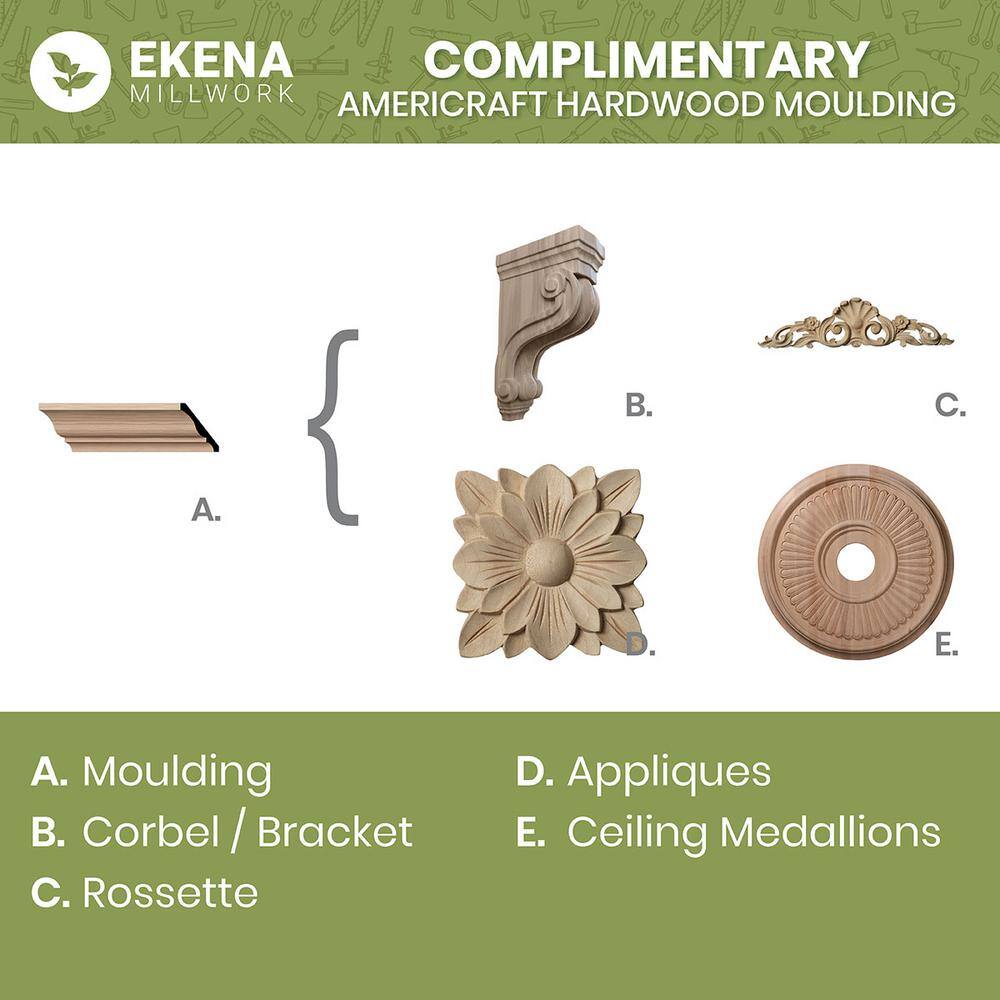Ekena Millwork WM291 0.75 in. D x 5.25 in. W x 96 in. L Wood Alder Crown Moulding
