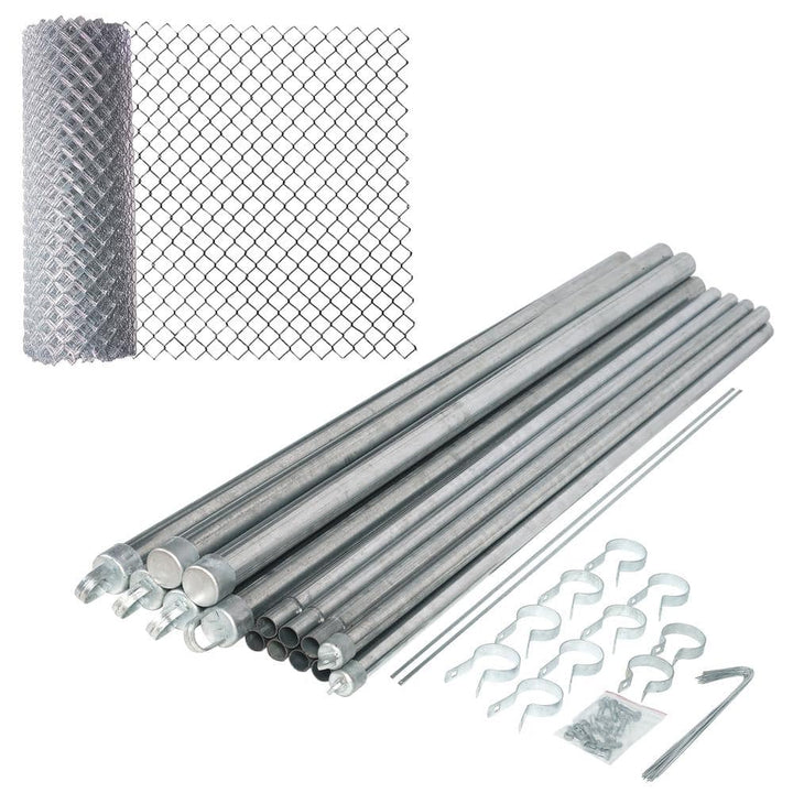 ALEKO 4 ft. x 50 ft. - 11.5 AW Gauge Galvanized Steel Chain Link Fence - Complete Kit