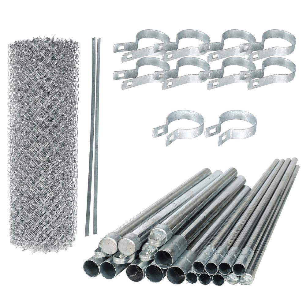 ALEKO Galvanized Steel Chain Link Fence-Complete Kit 4 ft. x 50 ft. 12.5 AW Gauge