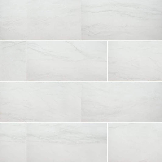 MSI Alexandra White 12 in. x 24 in. Matte Porcelain Marble Look Floor and Wall Tile (16 sq. ft. /Case)