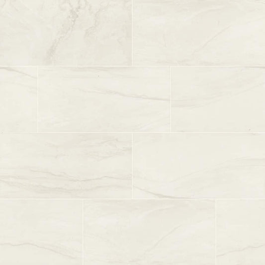 Alexandra White 12 in. x 24 in. Matte Porcelain Marble Look Floor and Wall Tile (16 sq. ft./Case)