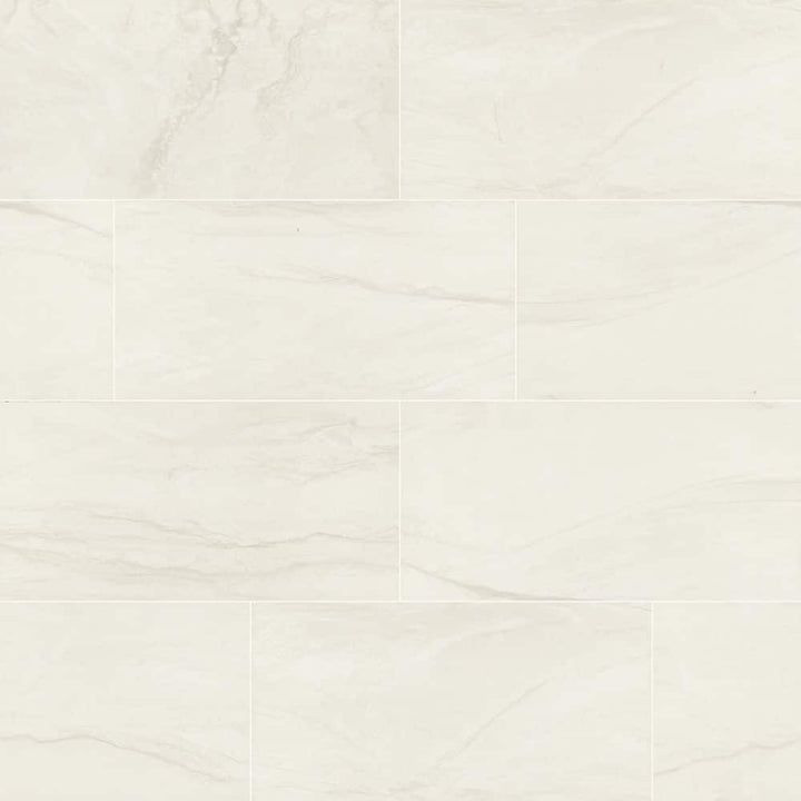 Alexandra White 12 in. x 24 in. Matte Porcelain Marble Look Floor and Wall Tile (16 sq. ft./Case)