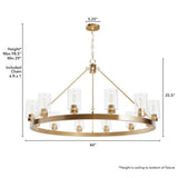 Hunter Hartland 12-Light Alturas Gold Wagon Wheel Chandelier with Clear Seeded Glass Shades