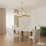 Hunter Hartland 12-Light Alturas Gold Wagon Wheel Chandelier with Clear Seeded Glass Shades