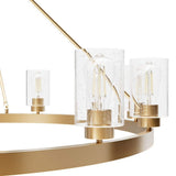 Hunter Hartland 12-Light Alturas Gold Wagon Wheel Chandelier with Clear Seeded Glass Shades