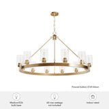 Hunter Hartland 12-Light Alturas Gold Wagon Wheel Chandelier with Clear Seeded Glass Shades
