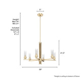 Hunter Gatz 6-Light Alturas Gold Candlestick Chandelier with Ribbed Glass Shades
