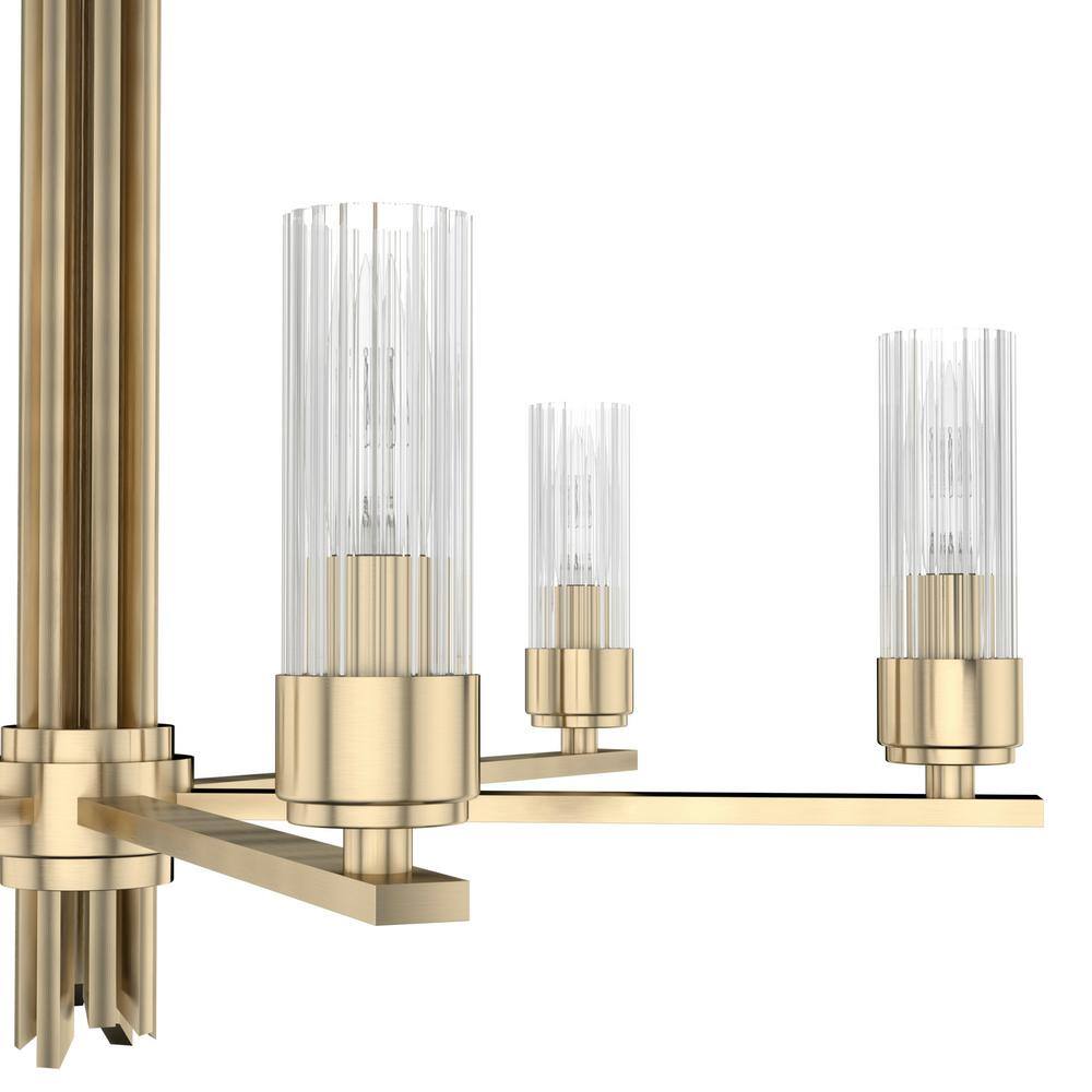 Hunter Gatz 6-Light Alturas Gold Candlestick Chandelier with Ribbed Glass Shades