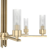 Hunter Gatz 6-Light Alturas Gold Candlestick Chandelier with Ribbed Glass Shades